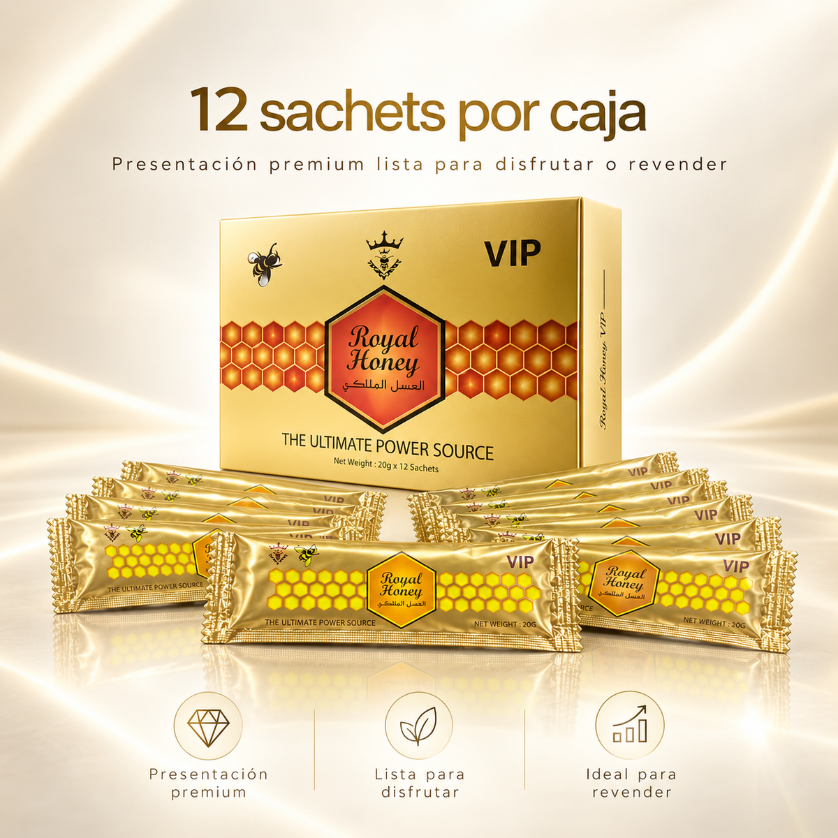 Royal Honey VIP – 1 Caja 12 Sobres | Miel Malasia