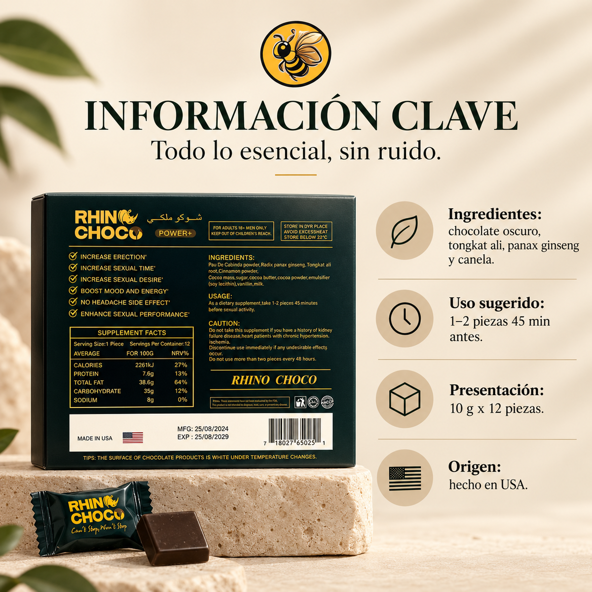 5 cajas Rhino Choco 12 pz | Pack de Entrada
