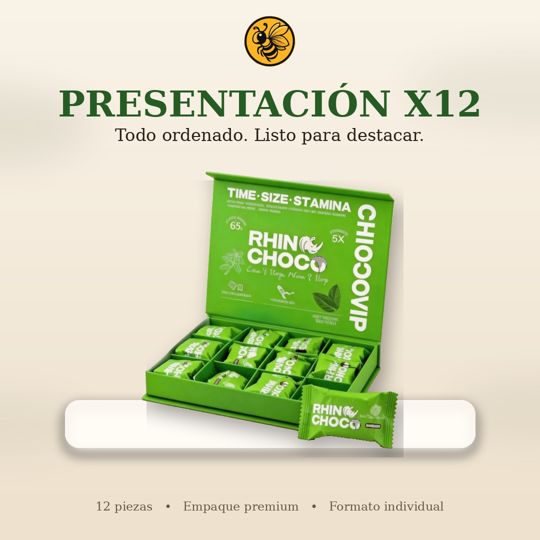 Rhinochoco Sabor menta - 1 Caja 12 sobres | CHOCOVIP