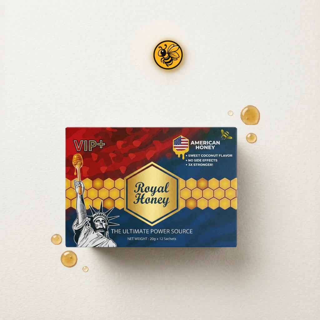Royal Honey American Sabor Coco – 1 Caja 12 Sobres | Miel de Malasia