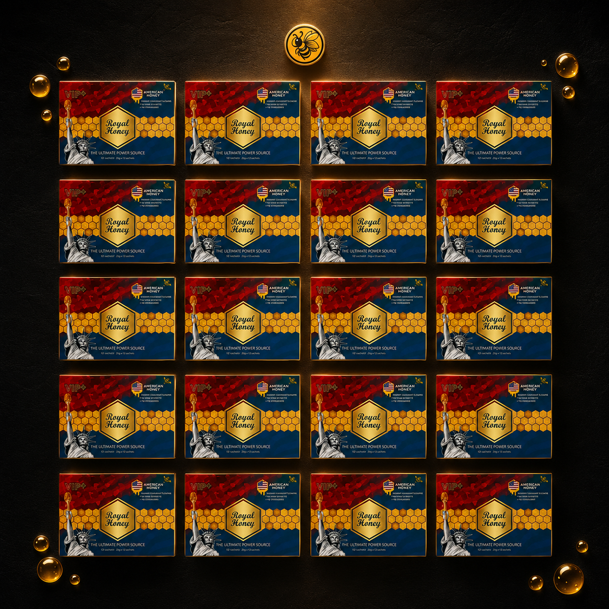 20 Cajas Royal Honey VIP+ Sabor Coco | Pack Pro