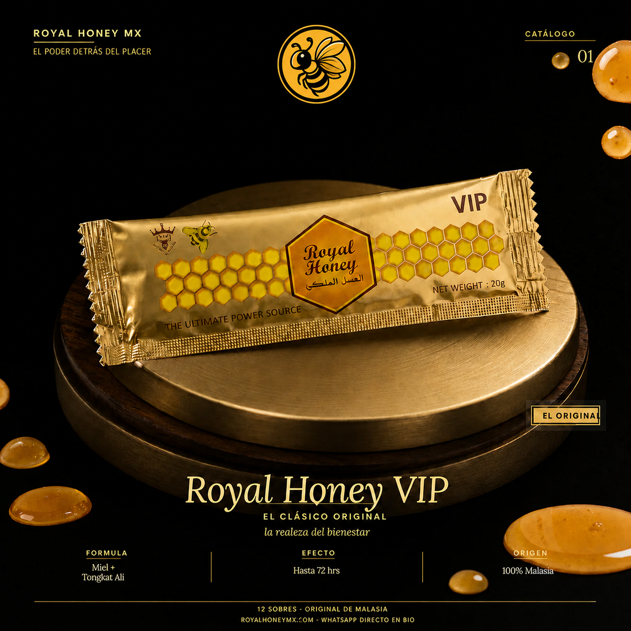 Royal Honey VIP – 1 Caja 12 Sobres | Miel Malasia