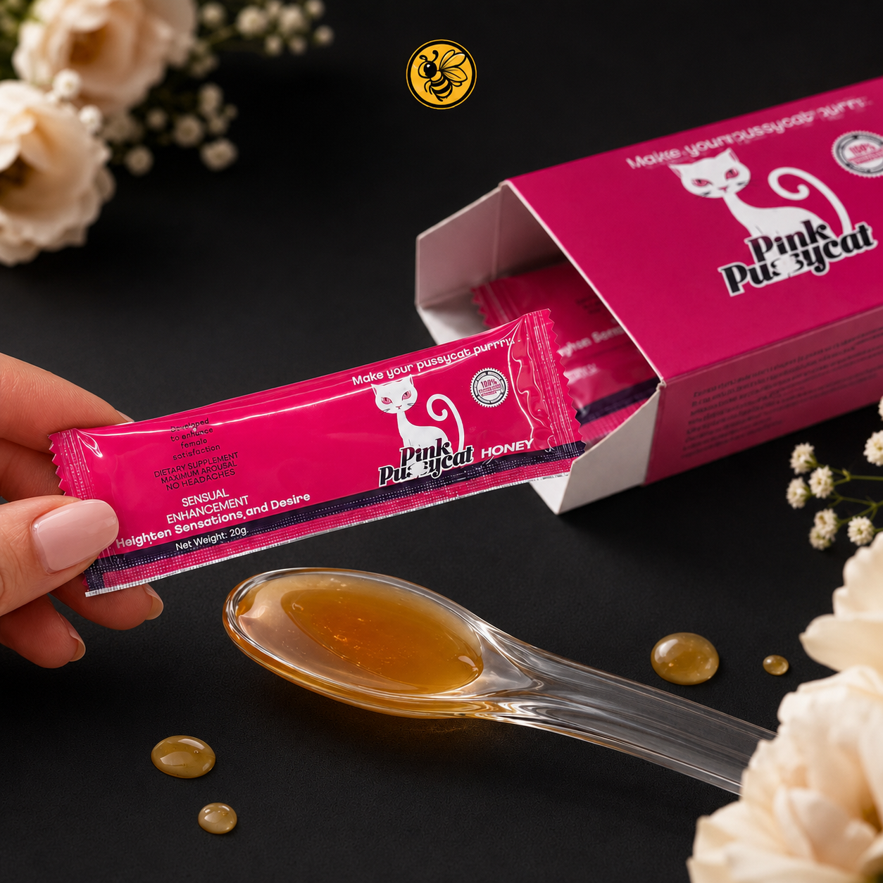 Pink P Cat Honey – 1 Caja 12 Sobres | Miel para Mujer