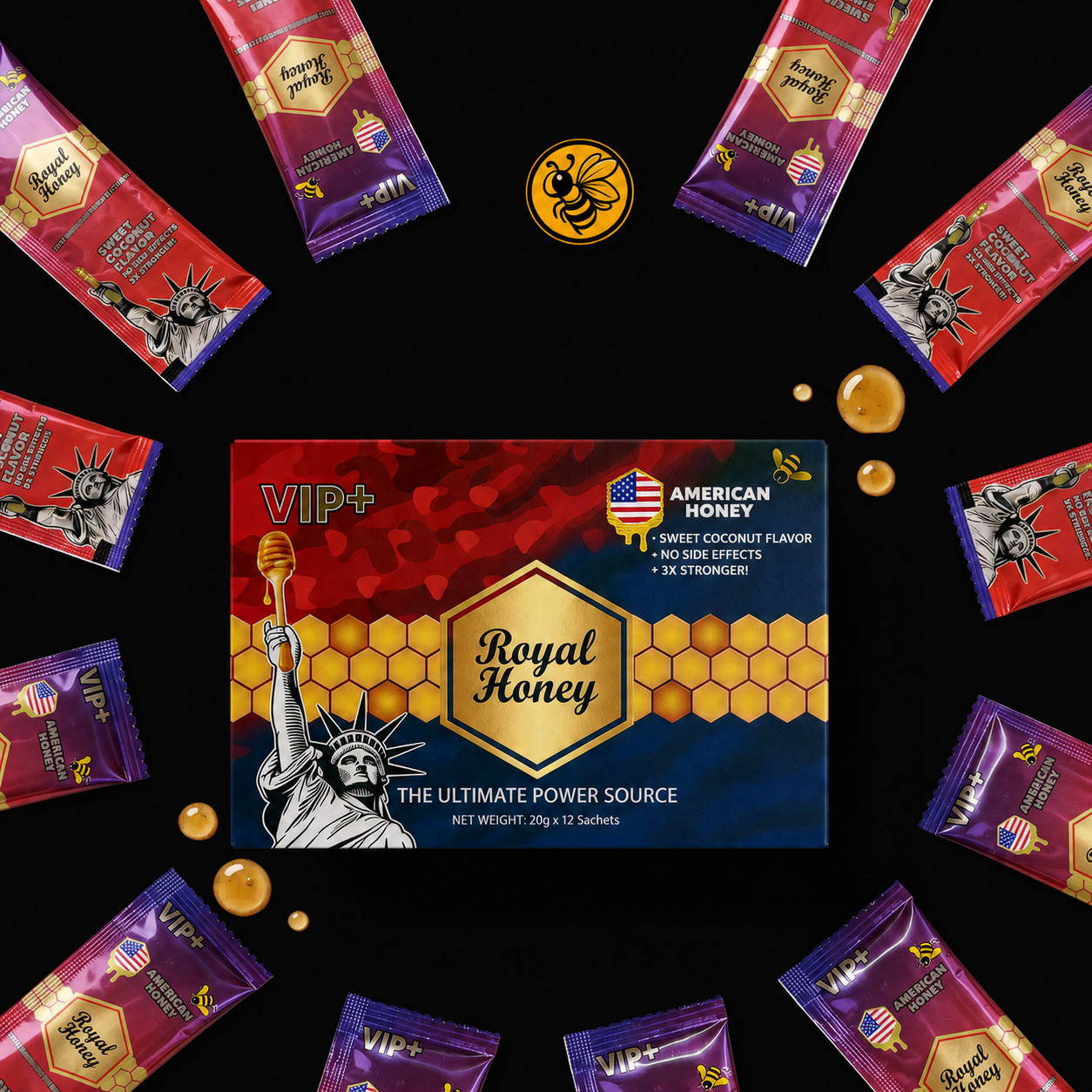 5 Cajas Royal Honey VIP+ Sabor Coco | Pack Entrada