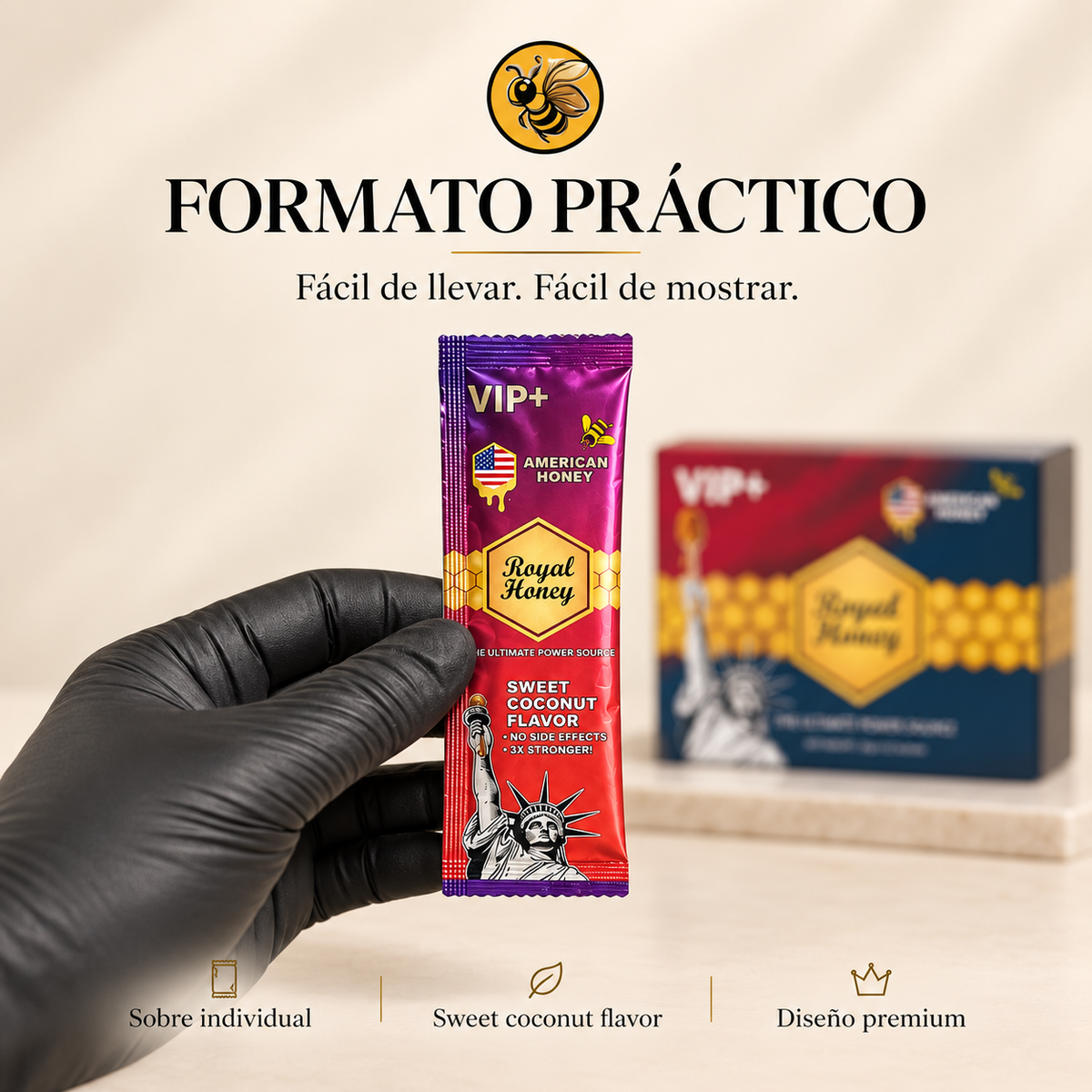 5 Cajas Royal Honey VIP+ Sabor Coco | Pack Entrada