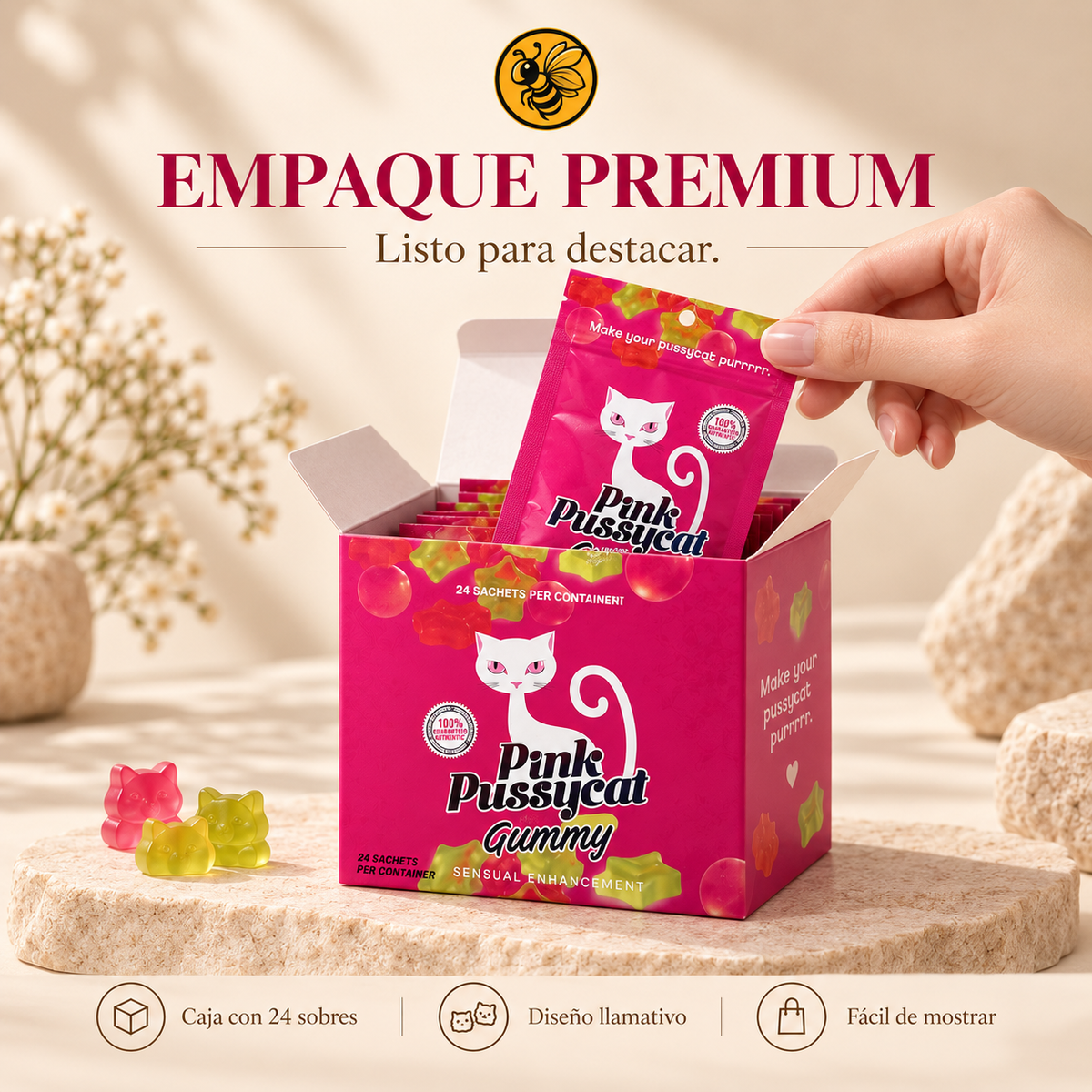 1 Caja Pink P Cat Gomitas | 24 Piezas